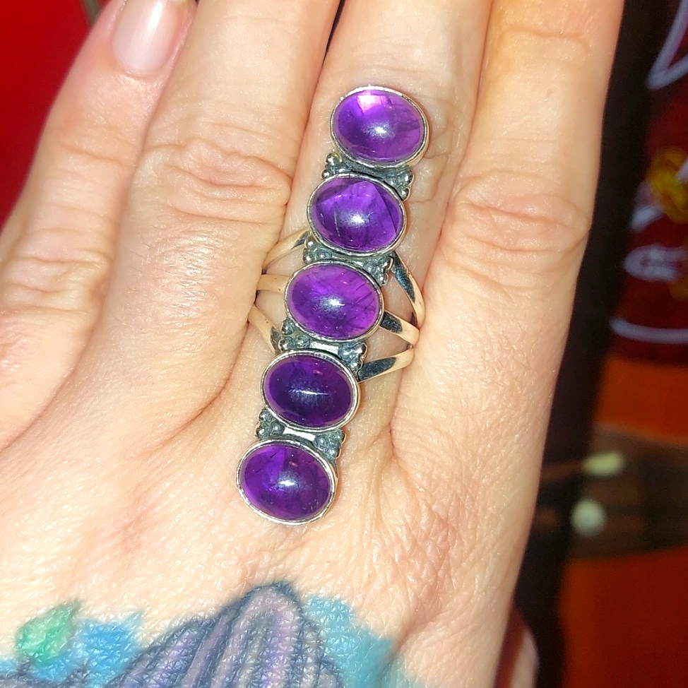 Five Stone Amethyst Statement Ring
